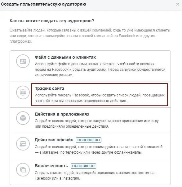 Пользовательская аудитория Facebook